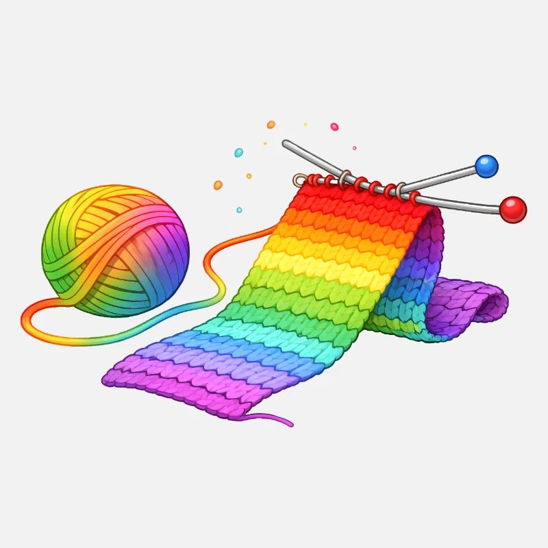 Regenbogen Schal stricken Illustration  