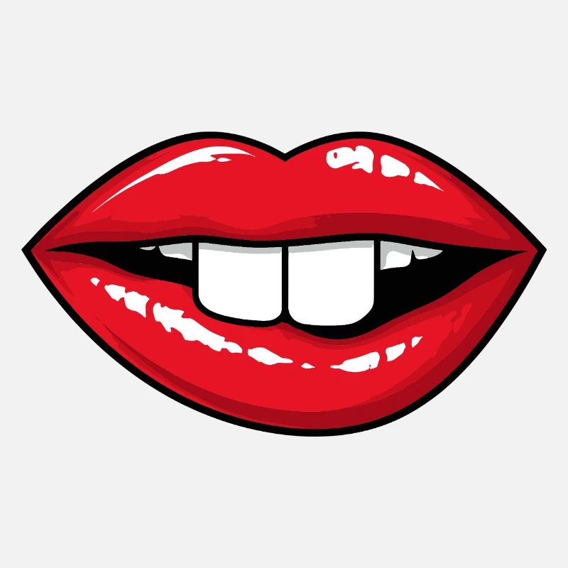 Red lips with rabbit teeth