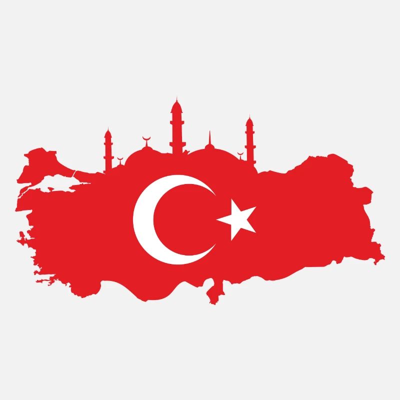 Turkish map with mosque silhouette