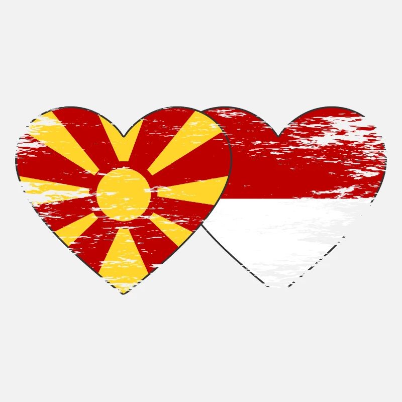 Macédoine Indonésie drapeau coeur utilisé