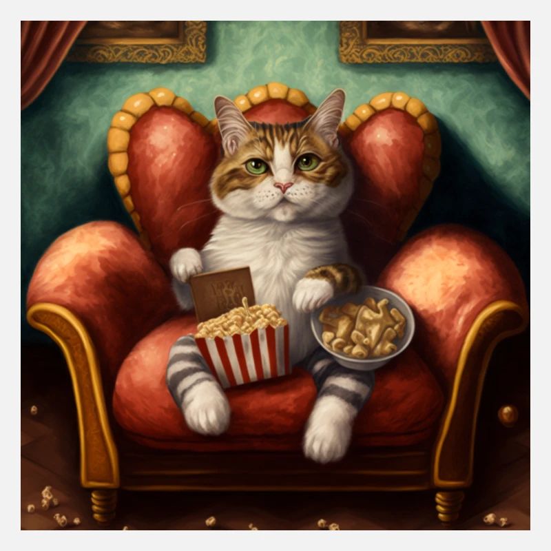 Chat antromorphe assis sur un canapé