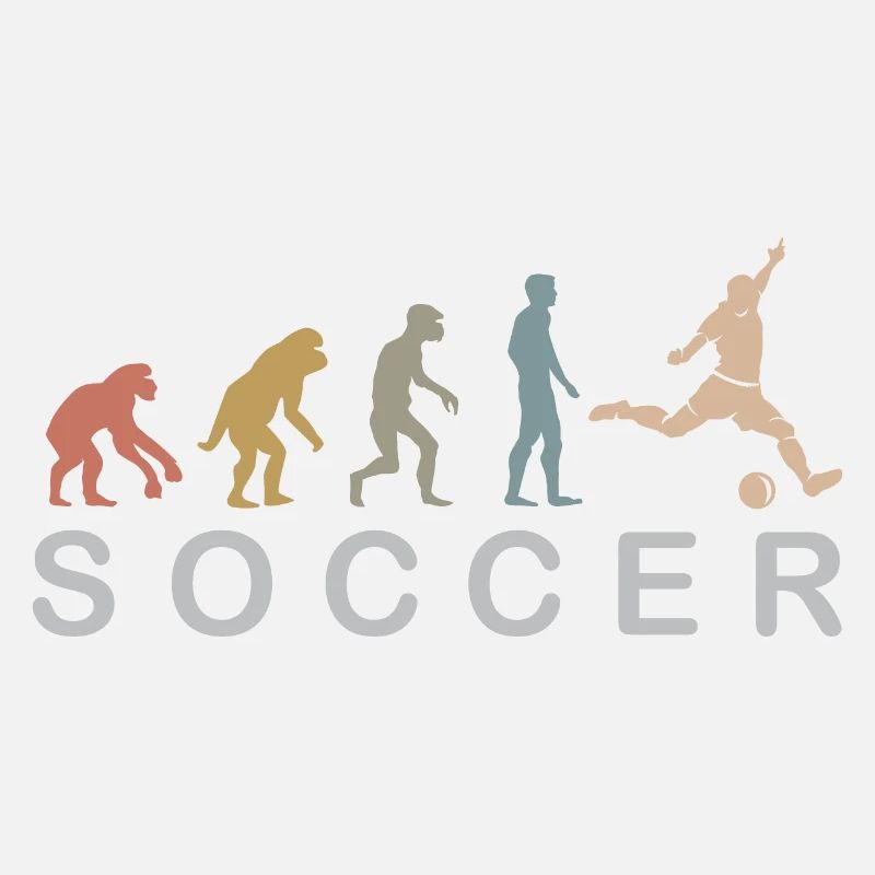Fußball Evolution retro Farben Fußballer Symbol