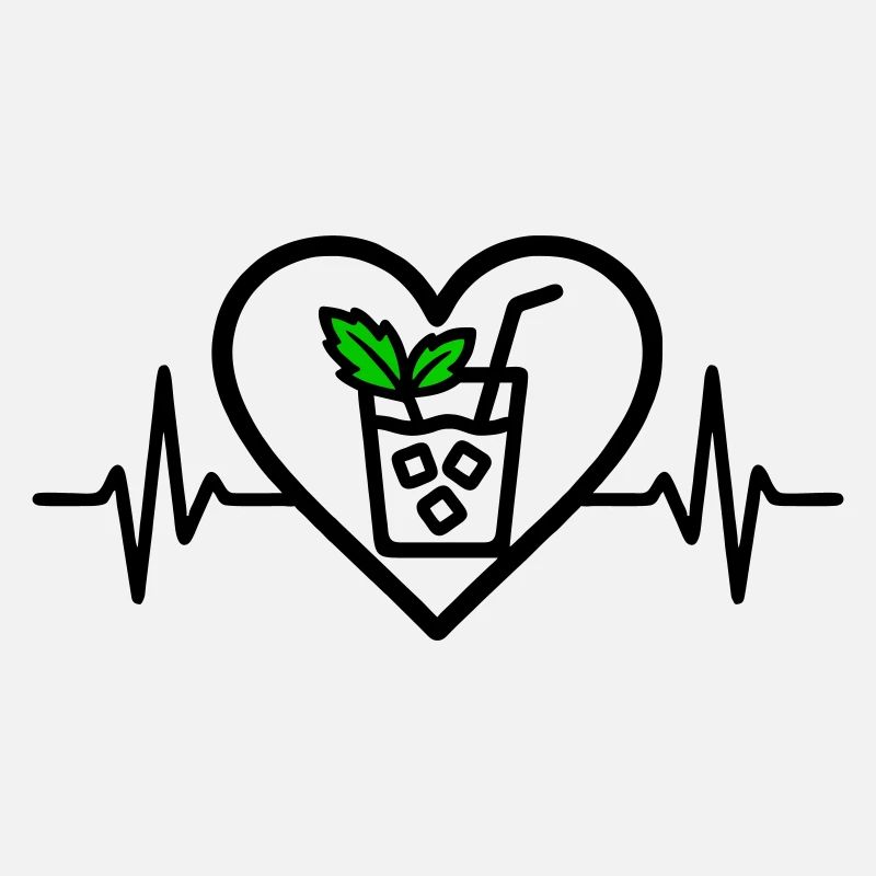Mojito Herz Cocktail Minze Glas Sommer