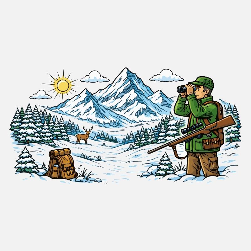 Jäger in einer verschneiten Winterlandschaft