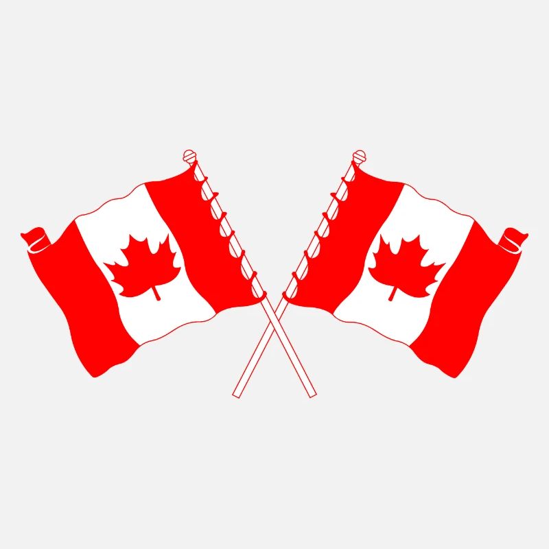 Deux drapeaux du Canada croisés avec une feuille d’érable