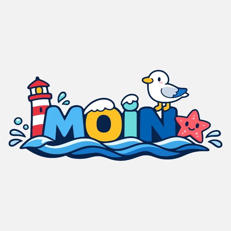 MOIN Möwe Leuchtturm Maritim Bunt