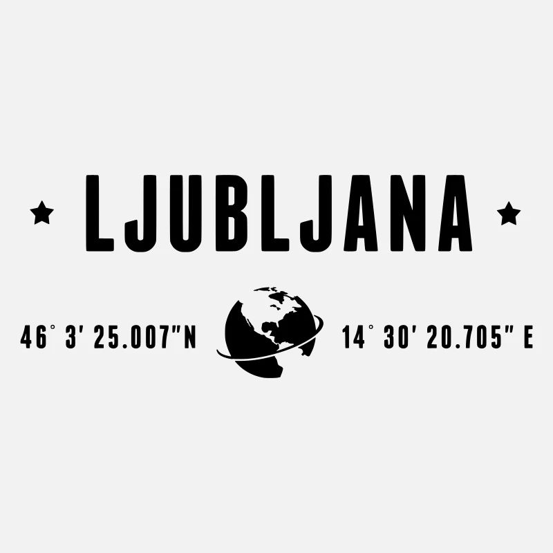 Ljubljana Coordonnées GPS Globe Typographie Modern