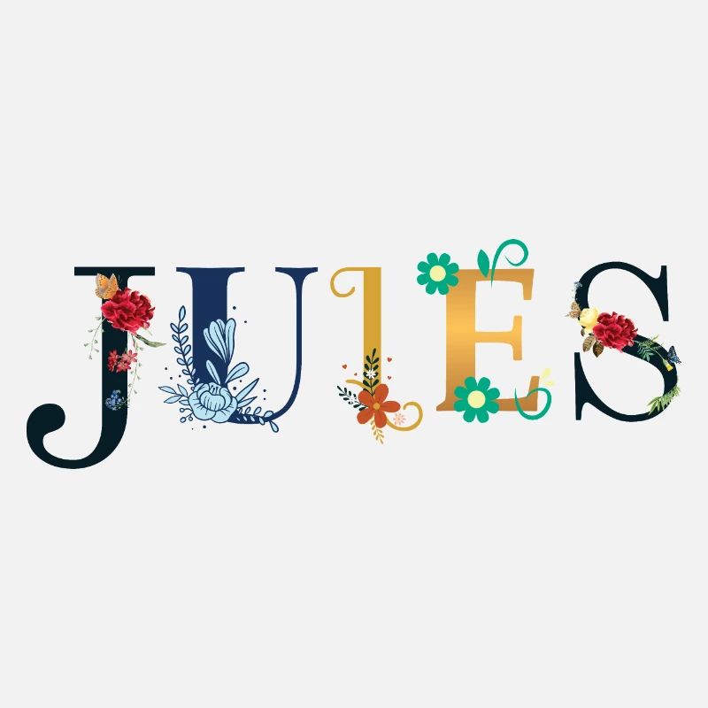 Le nom de JULES est orné de fleurs