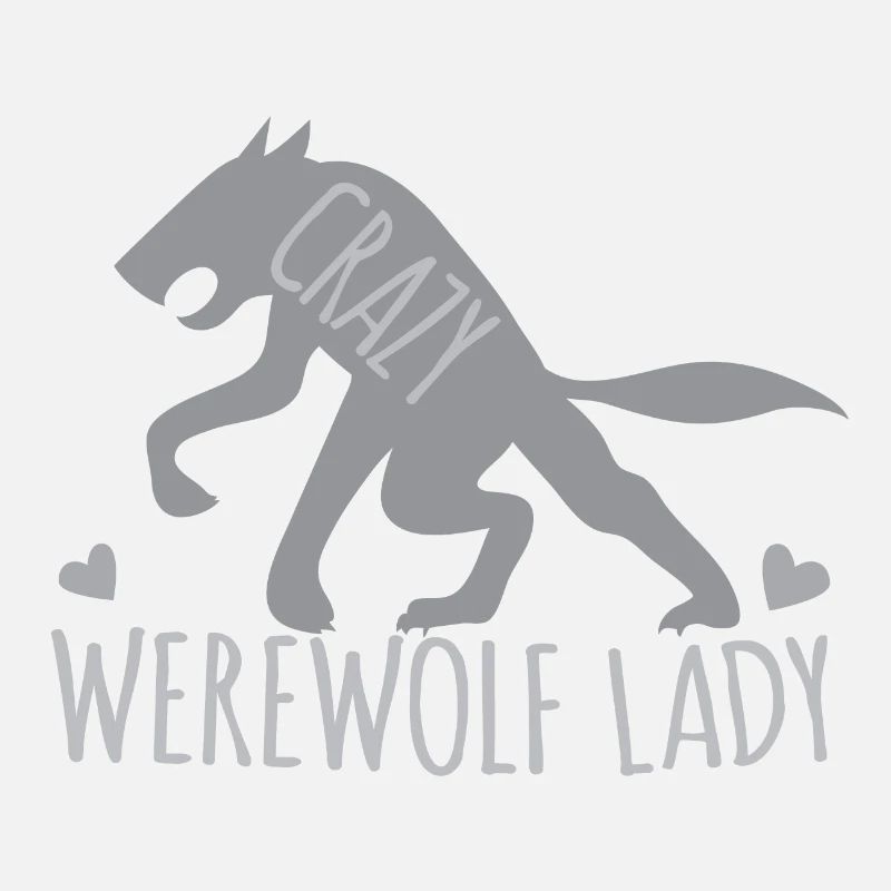 Crazy werewolf lady with grey walking wolf