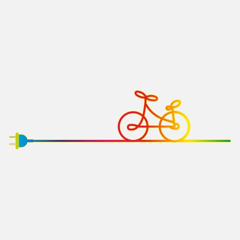 colorful electric cable with plug and bicycle