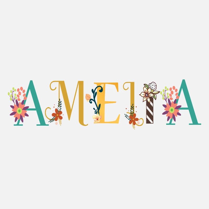 AMELIA Namenskunst mit gestickten Blumen