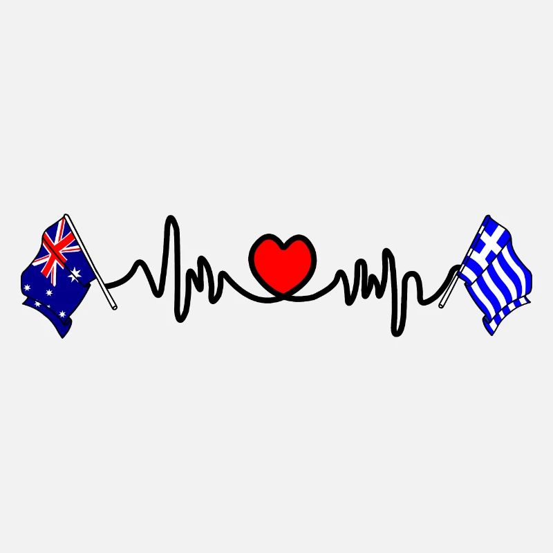 Cardio coeur avec drapeau Australie drapeau Grèce