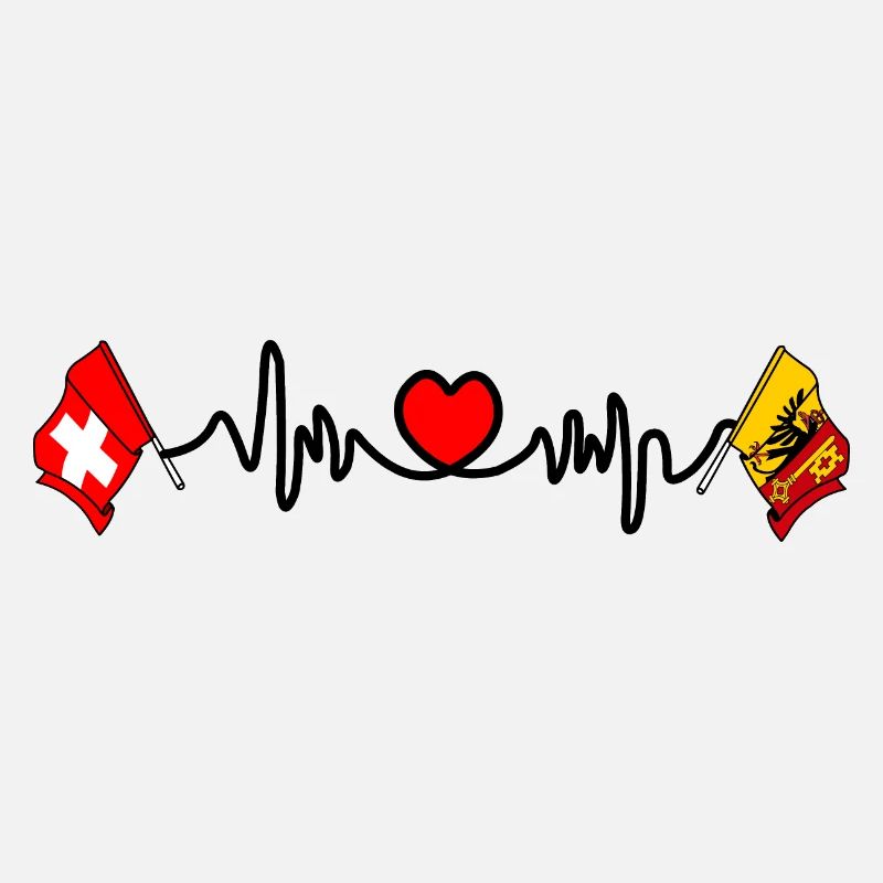 Cardio Herz Flagge Schweiz, Kanton oder Genf