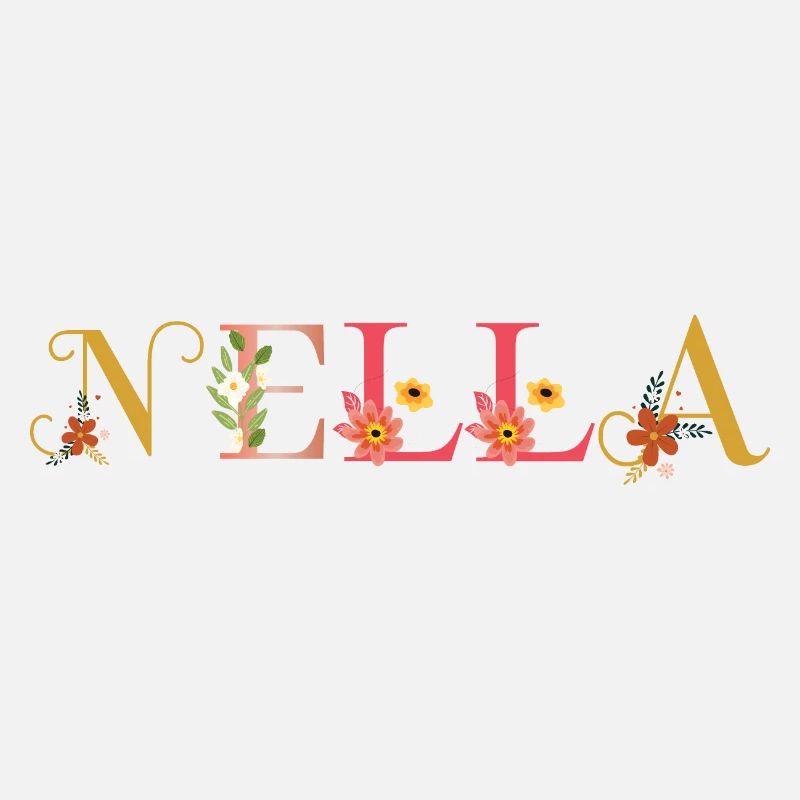 Le nom NELLA est décoré de fleurs