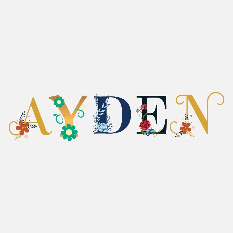 Nom AYDEN orné de fleurs
