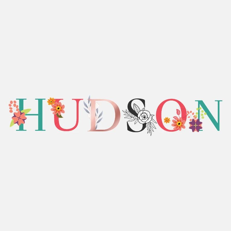 Art du nom HUDSON avec fleurs brodées