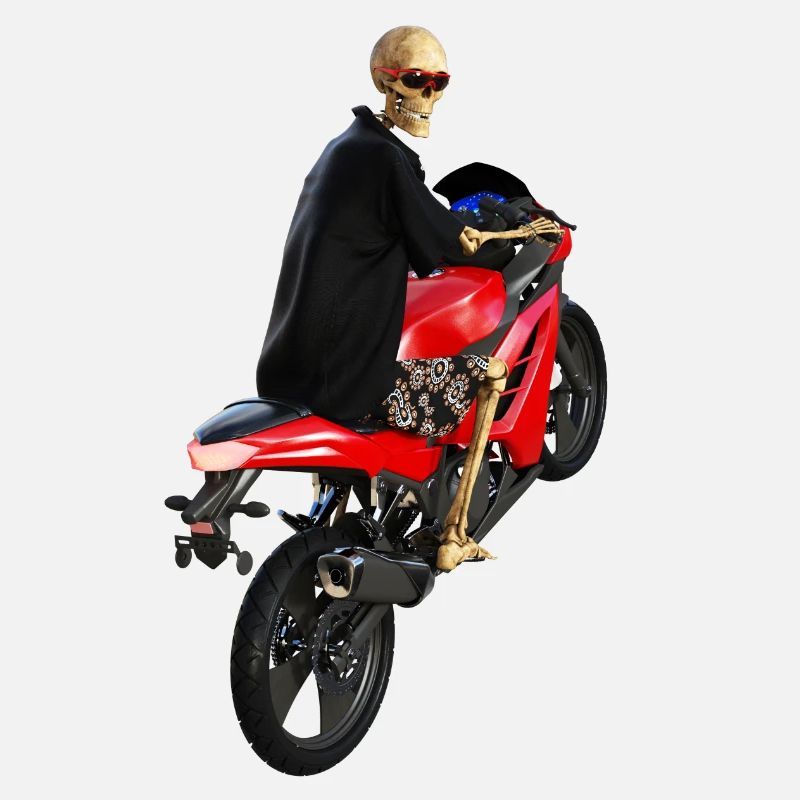 Sensenmann steigt um auf´s Motorrad