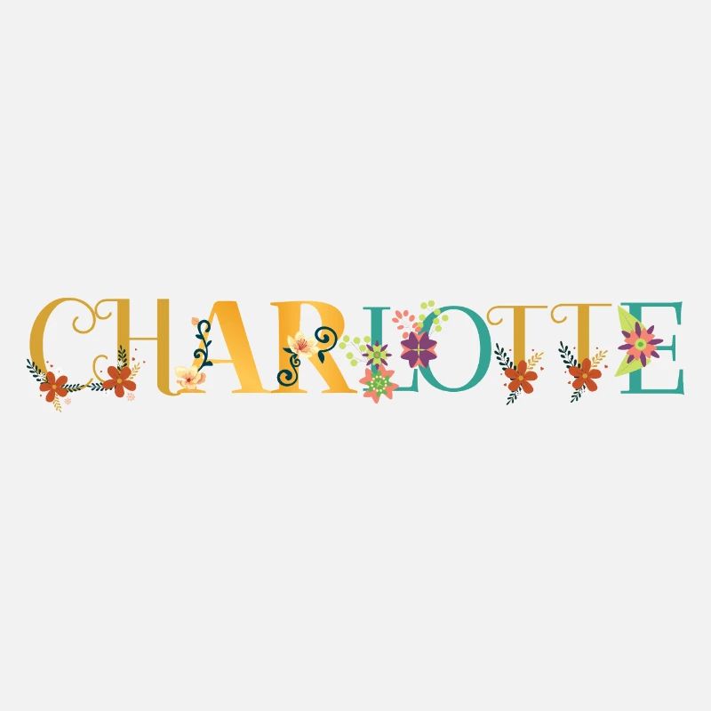 CHARLOTTE Namenskunst mit gestickten Blumen