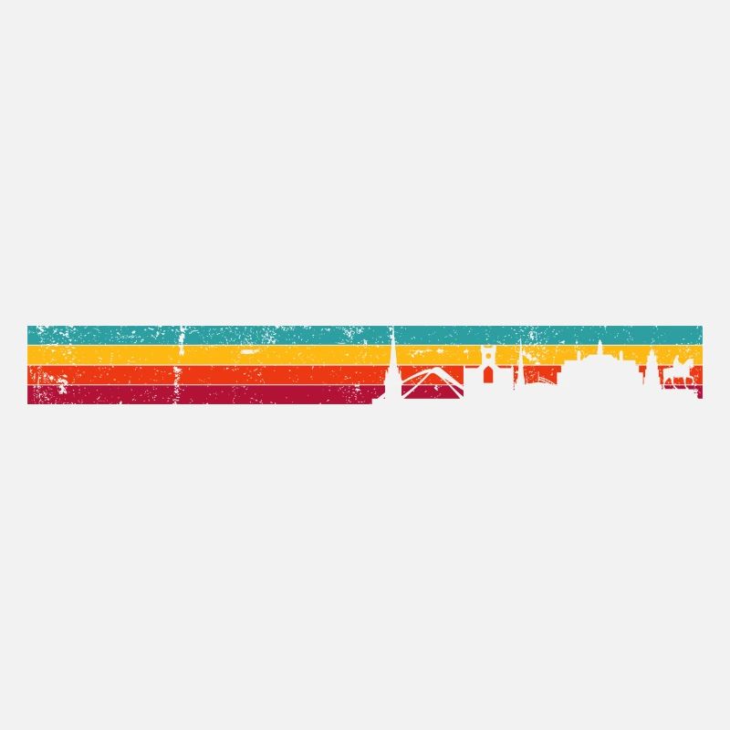Sunset Skyline Rainbow Stripes