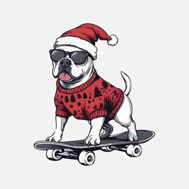 Pit Terrier Chien Noël Planche à roulettes