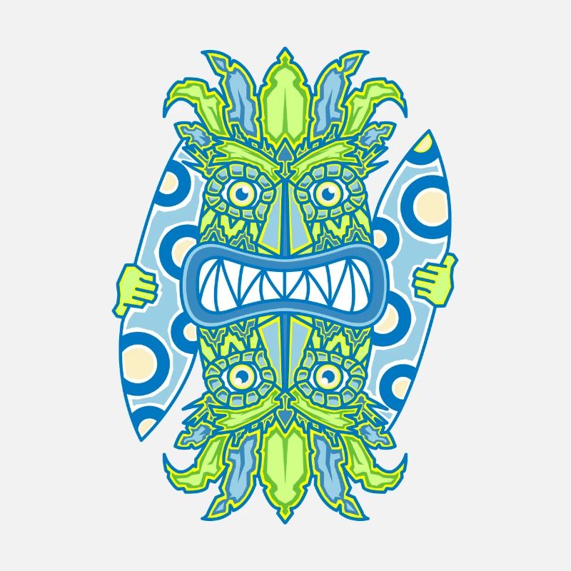 Blauer Tiki König - Surfen