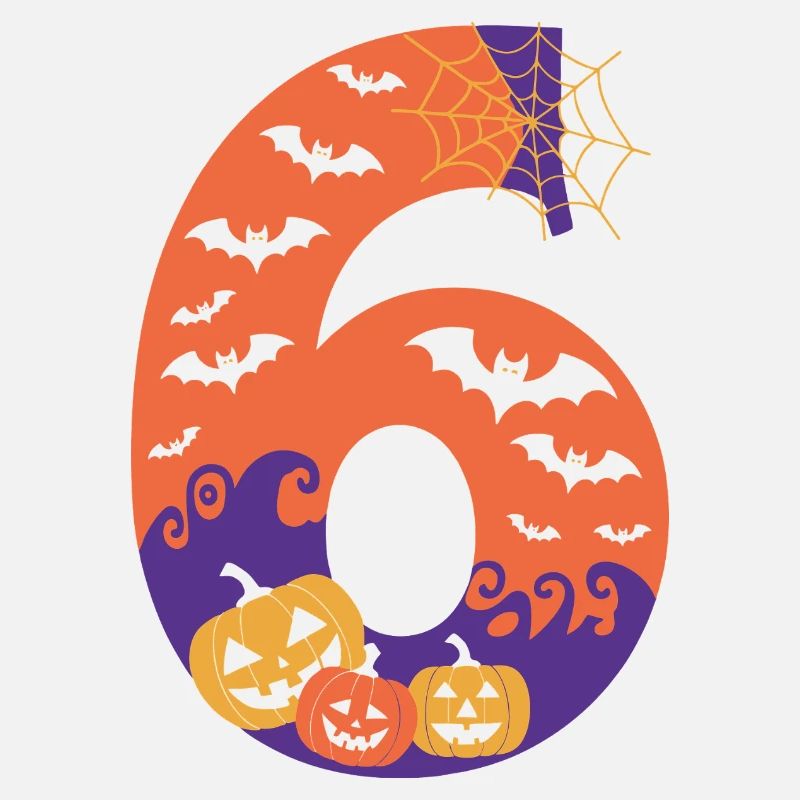 Halloween Haunted Number 6 Pumpkin Design