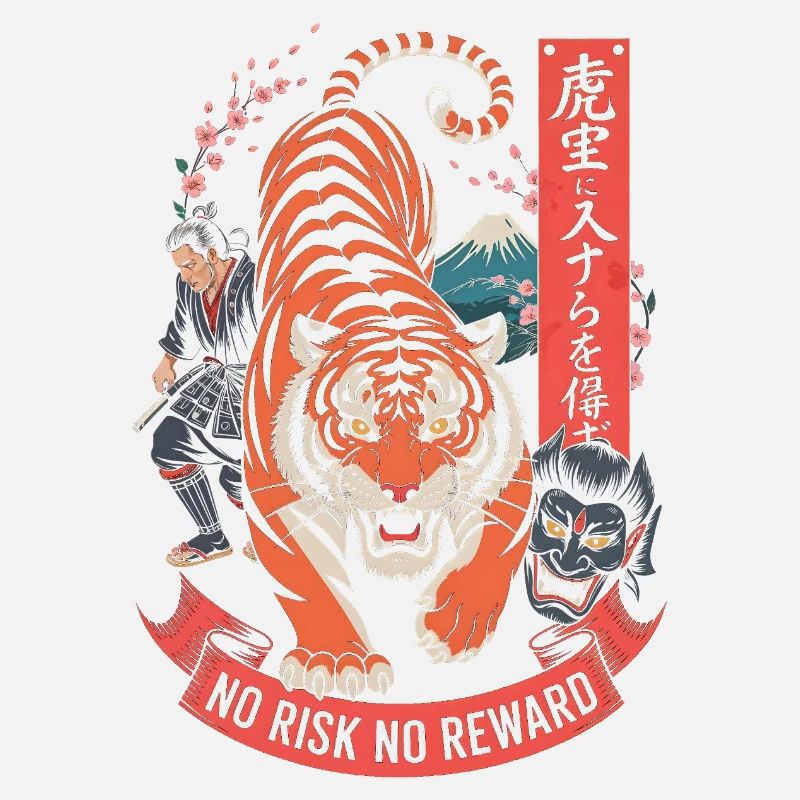 No Risk No Reward Tiger Samurai Design