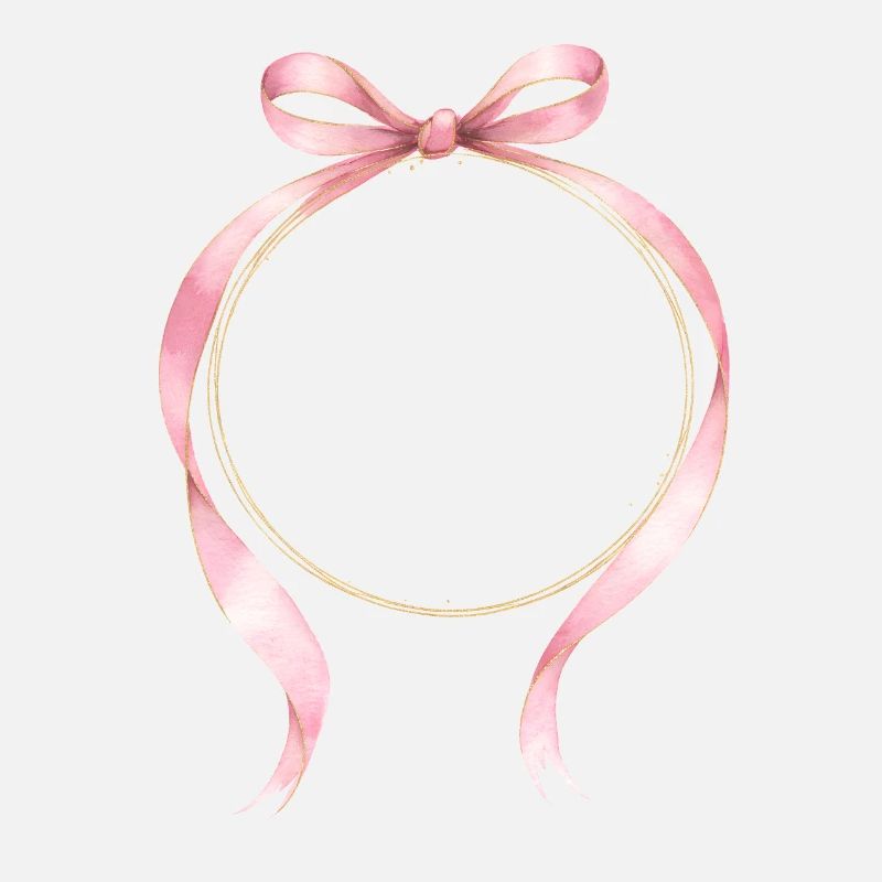 Bow Circle Pink Gold Customizable