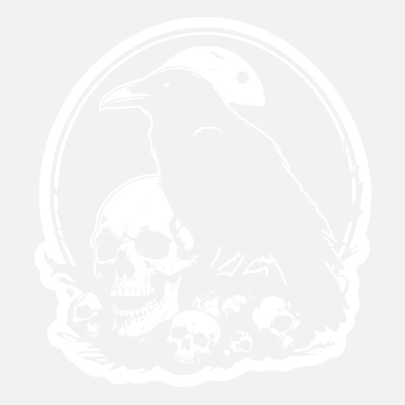 Schwarzer Mystischer Rabe mit Schädel Skull