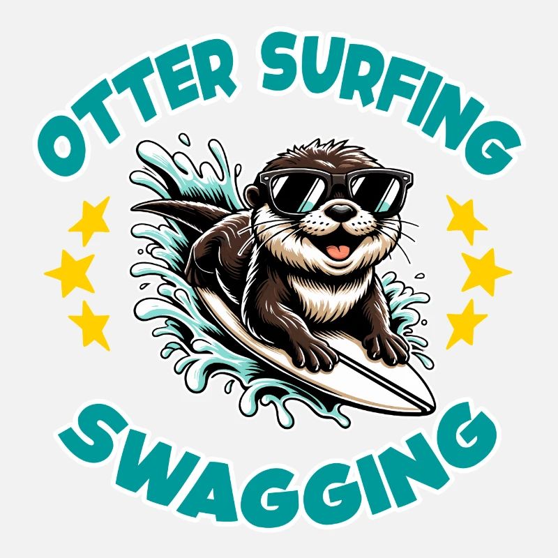 Lustiger surfender Otter mit Sonnenbrille