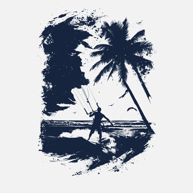 Kiteboarder in blue print