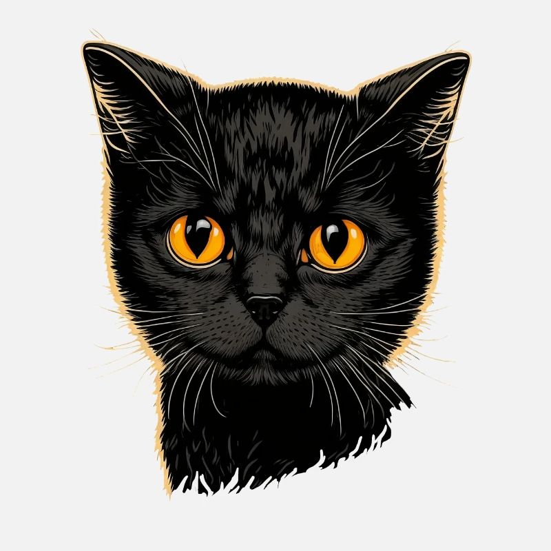 Schwarze Katze mit süßem Blick an Halloween