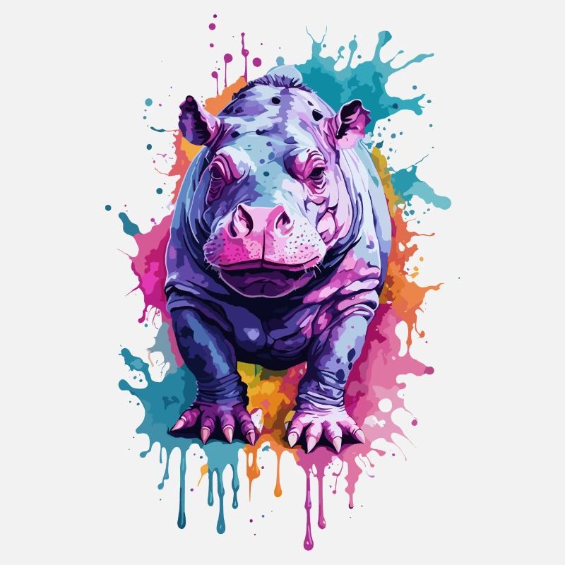 Nilpferd Cool bunt in Aquarell. Illustration
