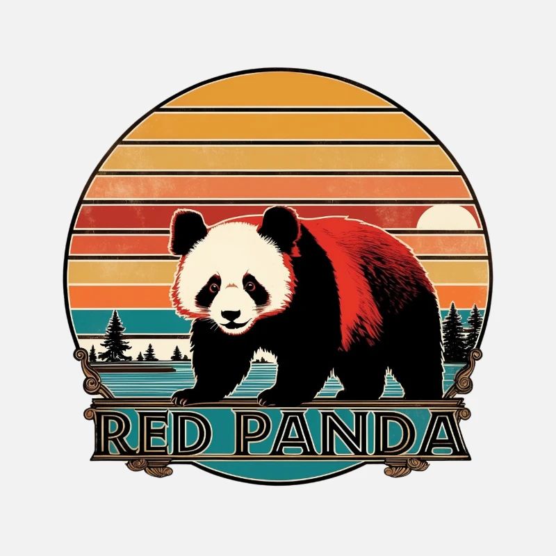 Panda roux dans le style vintage