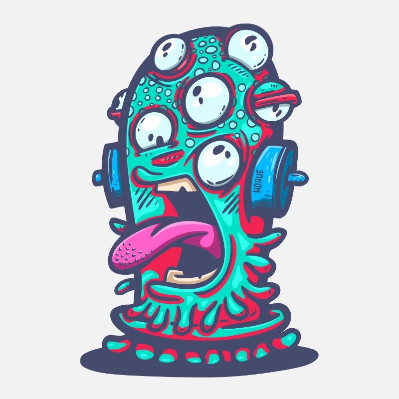 Monstre psychédélique avec un casque