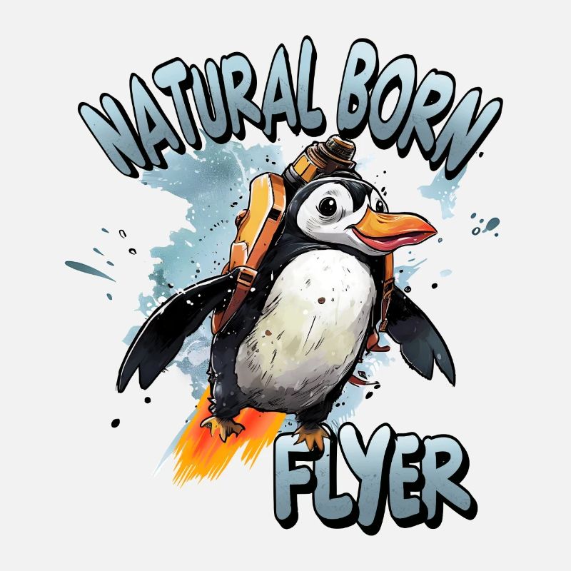 Pilots Penguin Natural Born Flyer Funny Saying