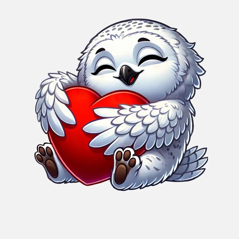 Verliebte Eule Schneeeule Herz Valentinstag