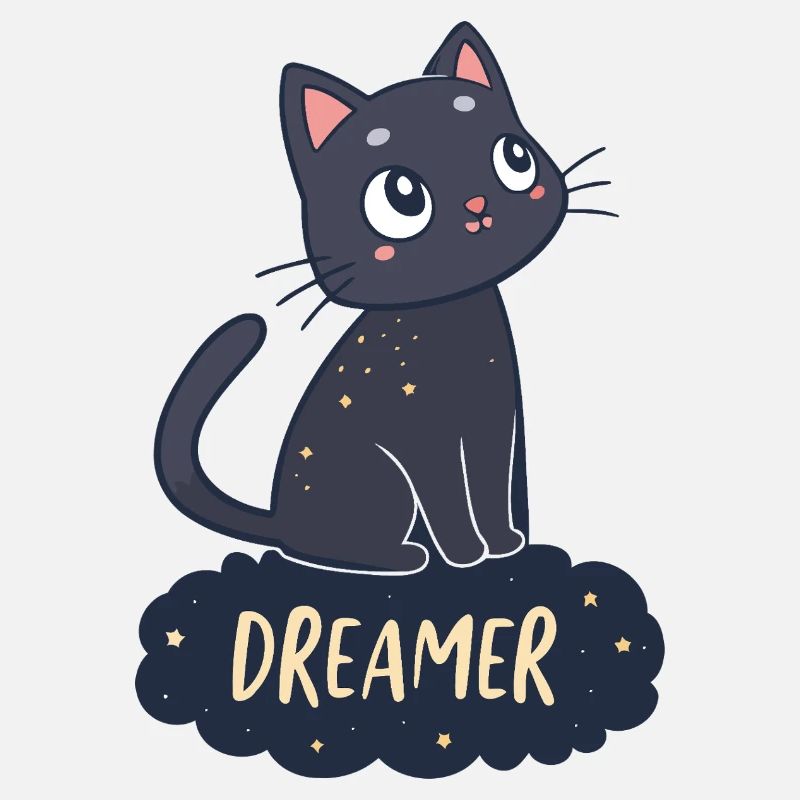 Chat rêveur nuit étoilée
