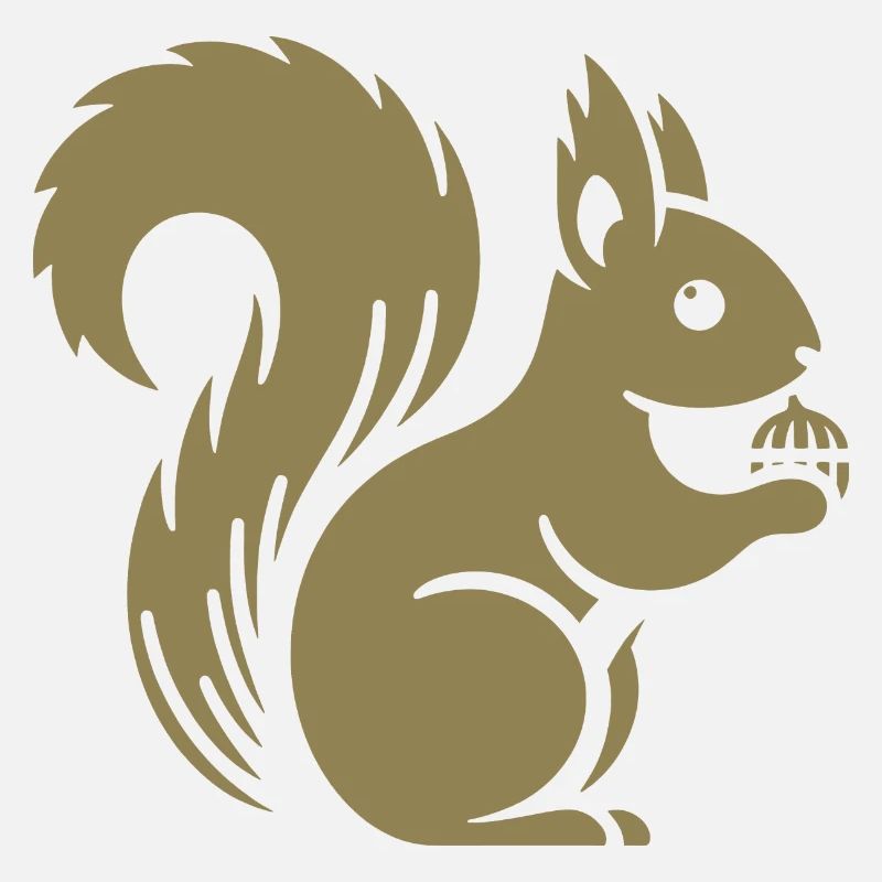 Minimalist Squirrel Silhouette with Nut