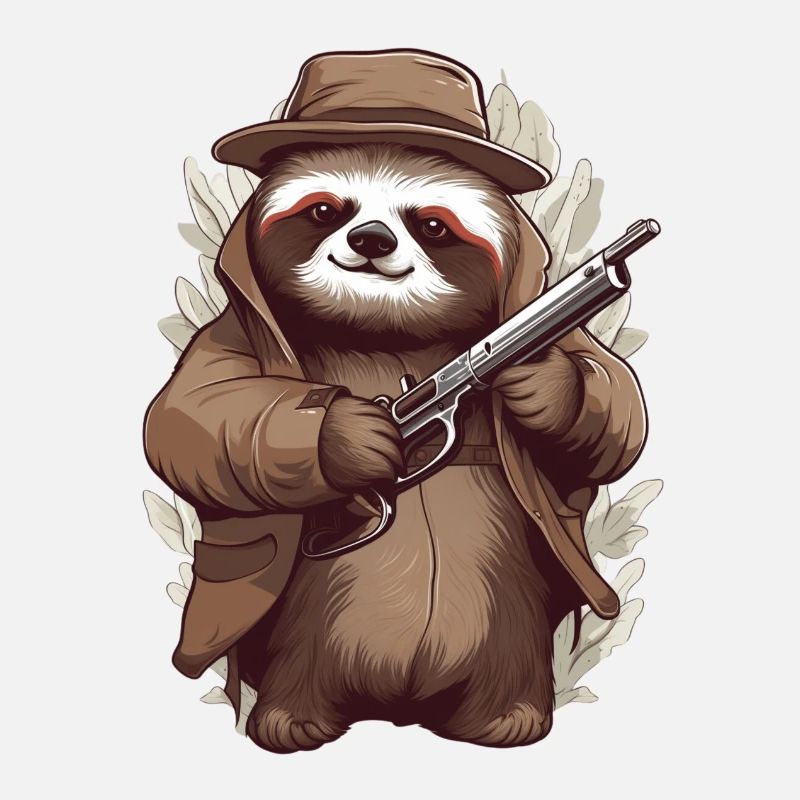 Funny sloth with gun