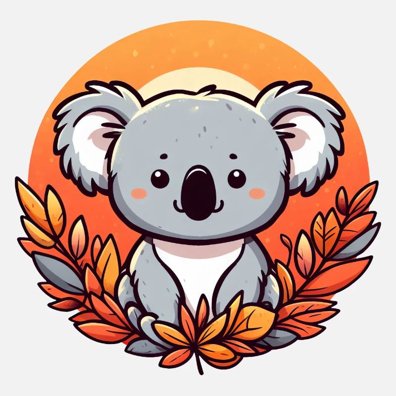 Koala en automne Feuillage coloré feuilles