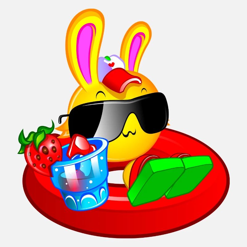 lapin plage kawaii bouée