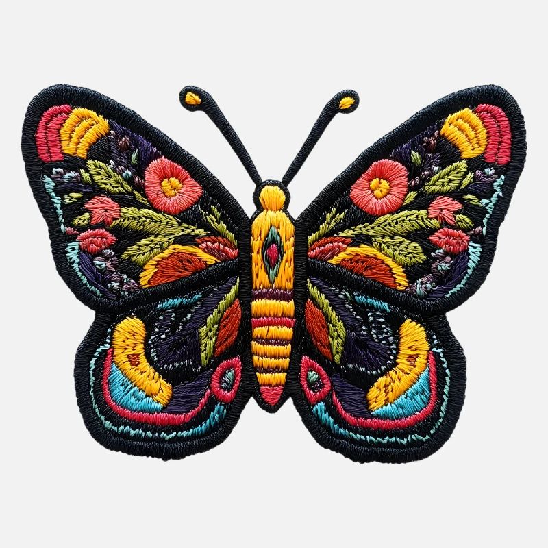 Papillon coloré en style broderie – Boho Patc