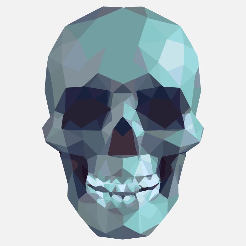 Low Poly Blue Skull – Geometrisch-Gotik-Stil