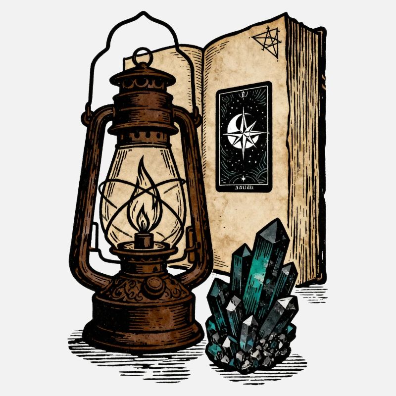 Lantern, Book and Crystals
