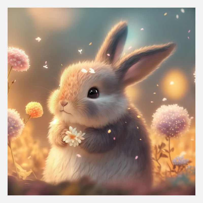 Lapin mignon avec des fleurs