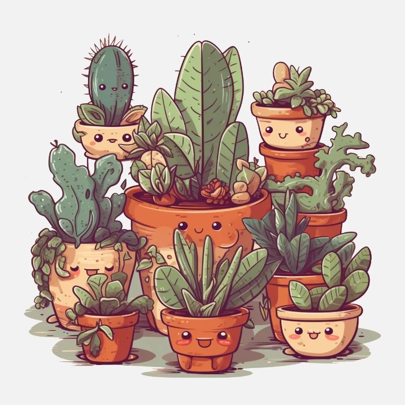 Succulentes mignonnes comme comiques dans des pots en céramique