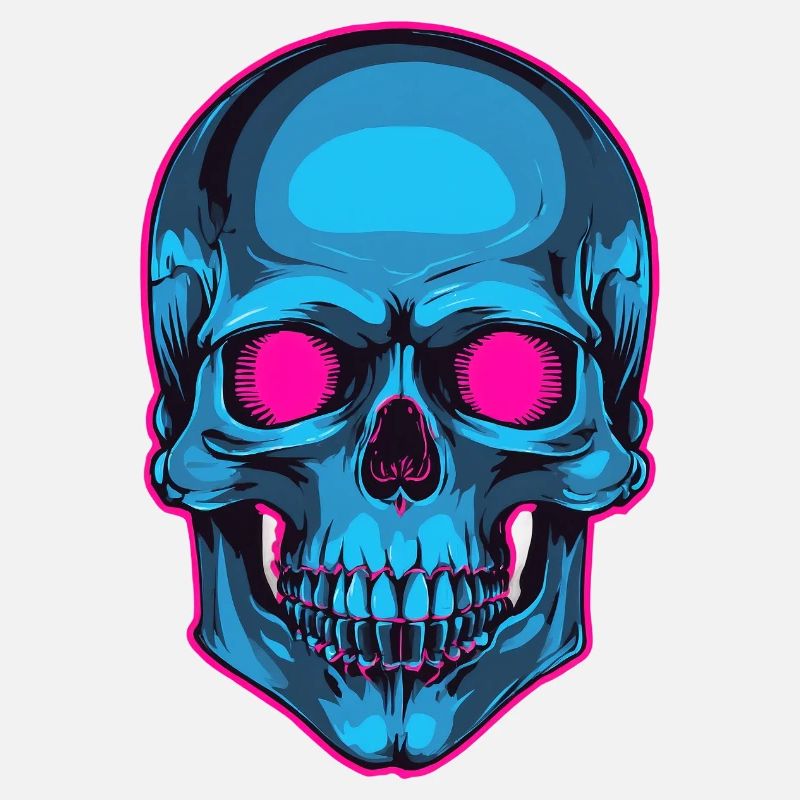 Neon skull with pink eyes