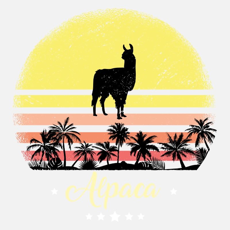 Alpaca Vintage Retro Animals Sunset