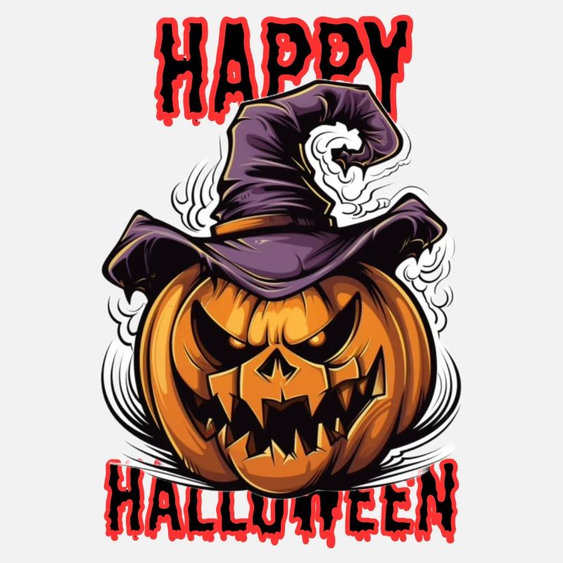 Spooky Halloween pumpkin with witch hat